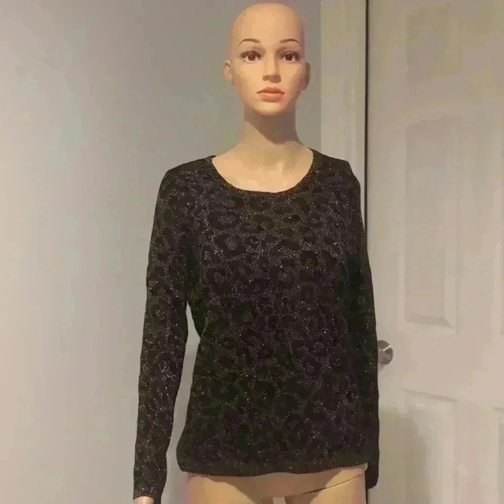 Chicos leopard lurex sweater